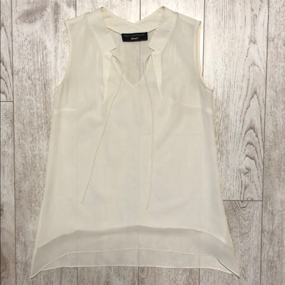 Paul Costelloe white ivory sleeveless blouse S